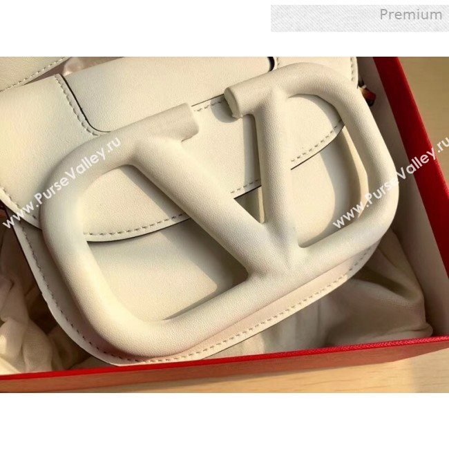 Valentino Supervee Supple Calfskin Maxi-Logo Crossbody Bag 1011S White 2020 (JD-0011322)