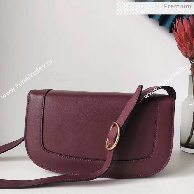 Valentino Supervee Calfskin Maxi-Logo Crossbody Bag 1011L Burgundy/Gold 2020 (JD-0011319)