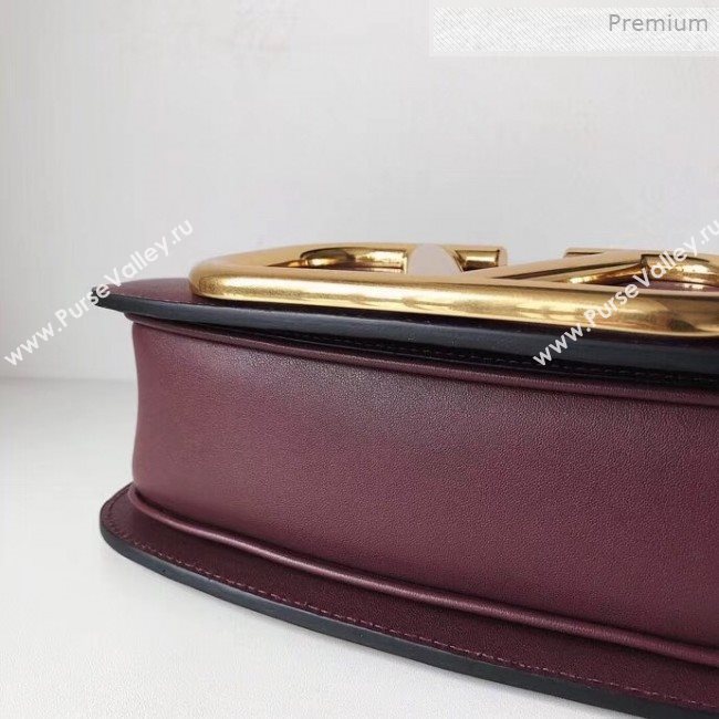 Valentino Supervee Calfskin Maxi-Logo Crossbody Bag 1011L Burgundy/Gold 2020 (JD-0011319)