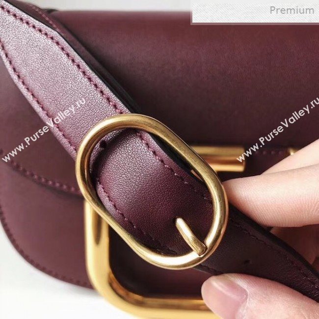 Valentino Supervee Calfskin Maxi-Logo Crossbody Bag 1011L Burgundy/Gold 2020 (JD-0011319)