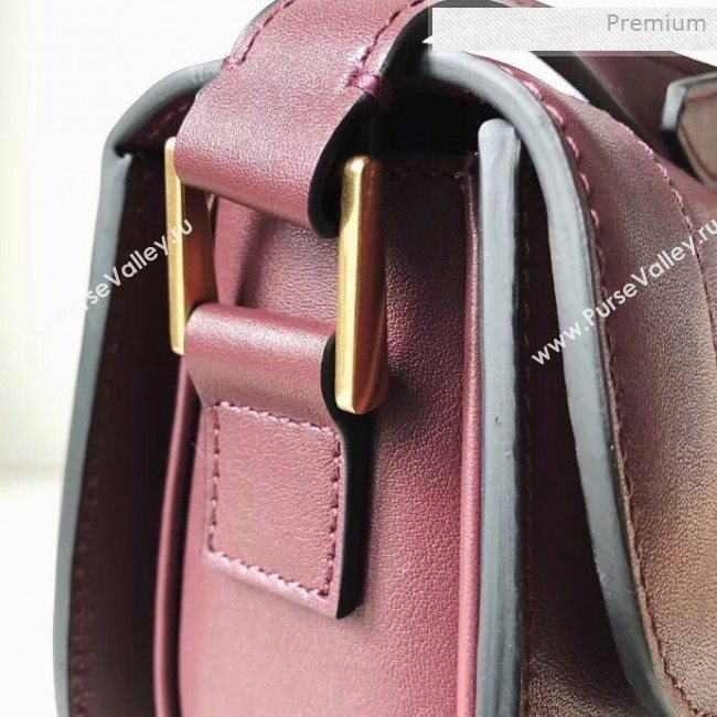 Valentino Supervee Calfskin Maxi-Logo Crossbody Bag 1011L Burgundy/Gold 2020 (JD-0011319)