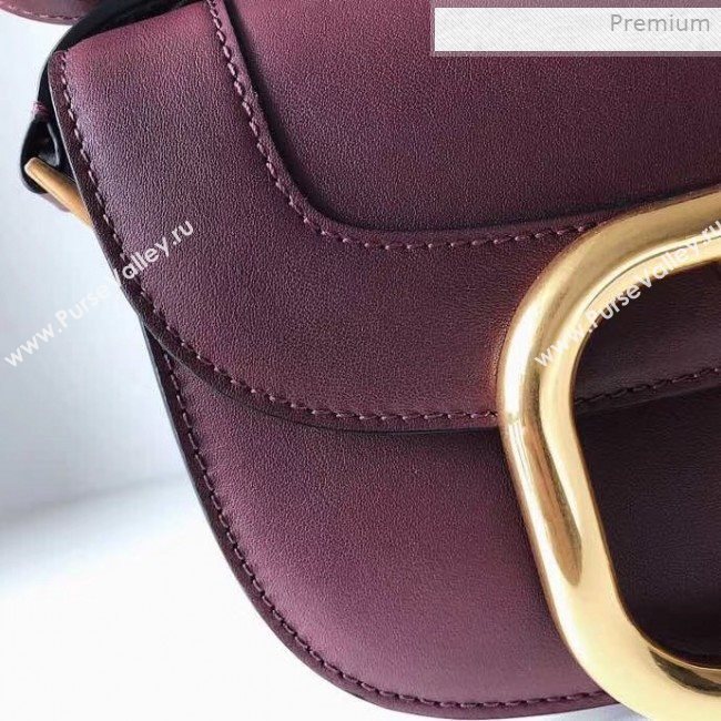 Valentino Supervee Calfskin Maxi-Logo Crossbody Bag 1011L Burgundy/Gold 2020 (JD-0011319)