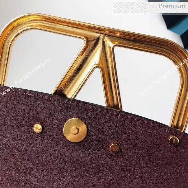 Valentino Supervee Calfskin Maxi-Logo Crossbody Bag 1011L Burgundy/Gold 2020 (JD-0011319)