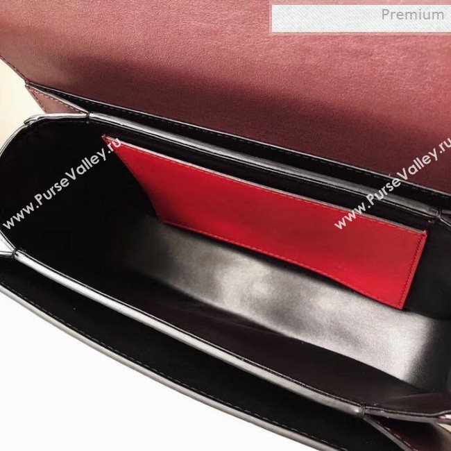 Valentino Supervee Calfskin Maxi-Logo Crossbody Bag 1011L Burgundy/Gold 2020 (JD-0011319)