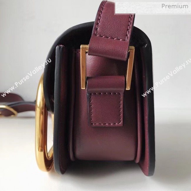 Valentino Supervee Calfskin Maxi-Logo Crossbody Bag 1011S Burgundy/Gold 2020 (JD-0011323)