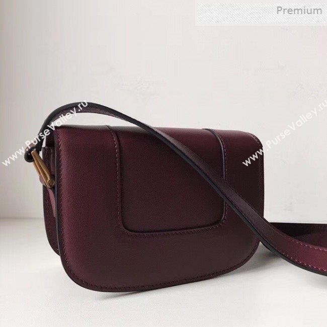 Valentino Supervee Calfskin Maxi-Logo Crossbody Bag 1011S Burgundy/Gold 2020 (JD-0011323)