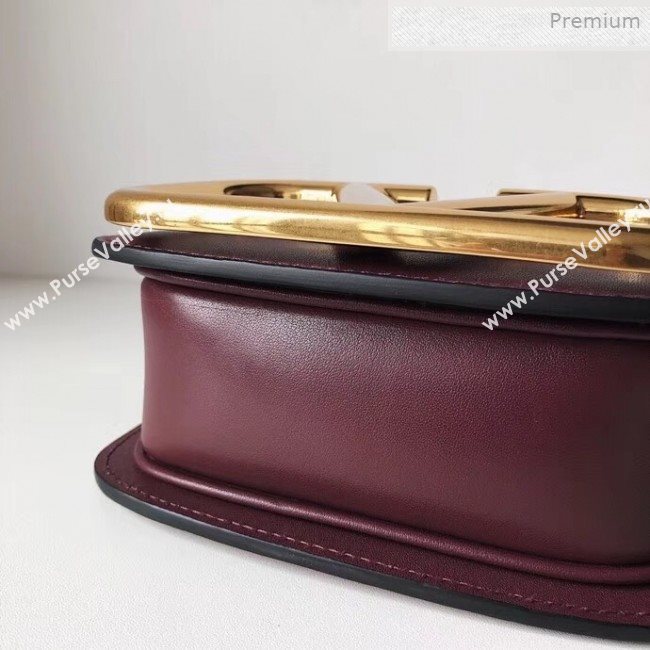 Valentino Supervee Calfskin Maxi-Logo Crossbody Bag 1011S Burgundy/Gold 2020 (JD-0011323)