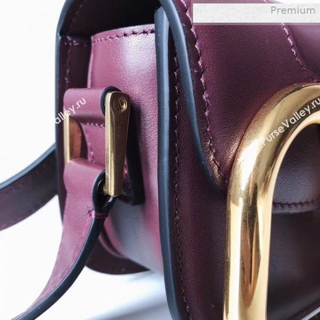 Valentino Supervee Calfskin Maxi-Logo Crossbody Bag 1011S Burgundy/Gold 2020 (JD-0011323)