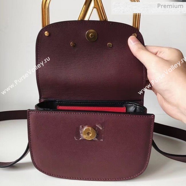 Valentino Supervee Calfskin Maxi-Logo Crossbody Bag 1011S Burgundy/Gold 2020 (JD-0011323)