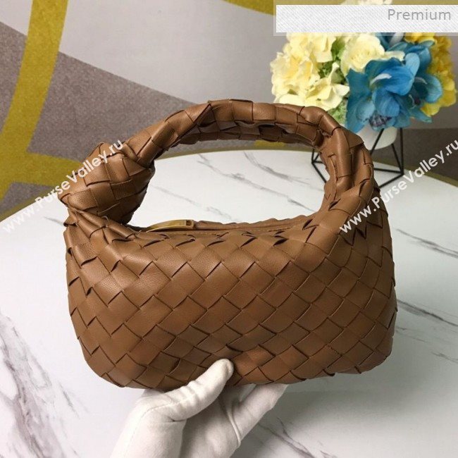 Bottega Veneta Mini BV Jodie Woven Lambskin Hobo Bag Brown 2020 (MS-0011324)