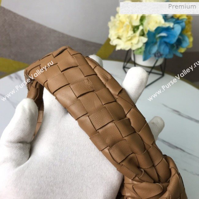 Bottega Veneta Mini BV Jodie Woven Lambskin Hobo Bag Brown 2020 (MS-0011324)