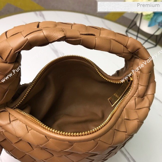 Bottega Veneta Mini BV Jodie Woven Lambskin Hobo Bag Brown 2020 (MS-0011324)