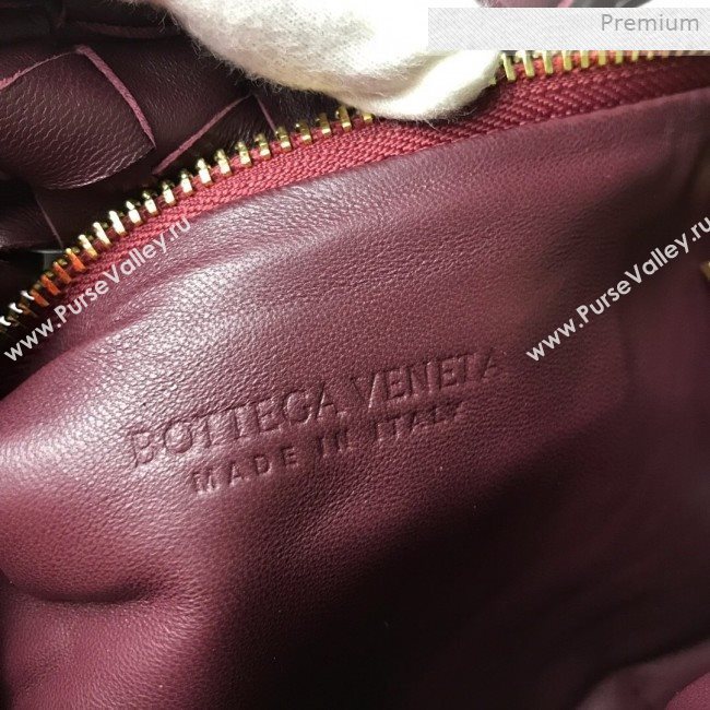 Bottega Veneta Mini BV Jodie Woven Lambskin Hobo Bag Burgundy 2020 (MS-0011325)