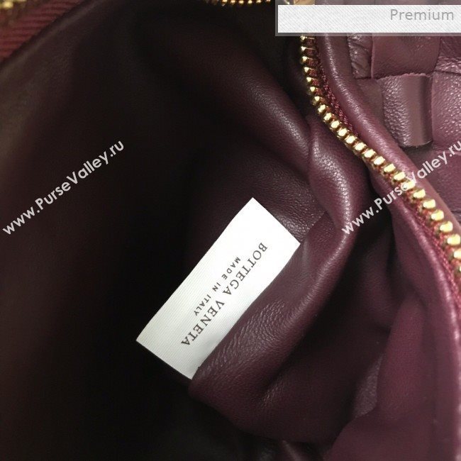 Bottega Veneta Mini BV Jodie Woven Lambskin Hobo Bag Burgundy 2020 (MS-0011325)