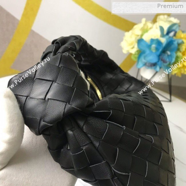 Bottega Veneta Mini BV Jodie Woven Lambskin Hobo Bag Black 2020 (MS-0011326)