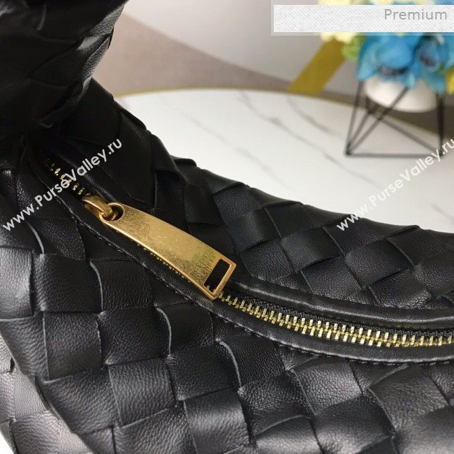 Bottega Veneta Mini BV Jodie Woven Lambskin Hobo Bag Black 2020 (MS-0011326)