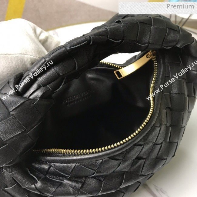 Bottega Veneta Mini BV Jodie Woven Lambskin Hobo Bag Black 2020 (MS-0011326)