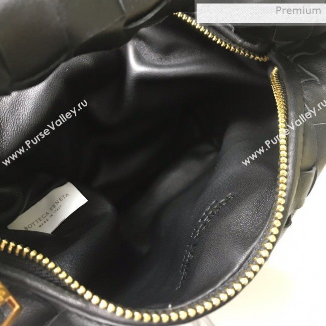 Bottega Veneta Mini BV Jodie Woven Lambskin Hobo Bag Black 2020 (MS-0011326)