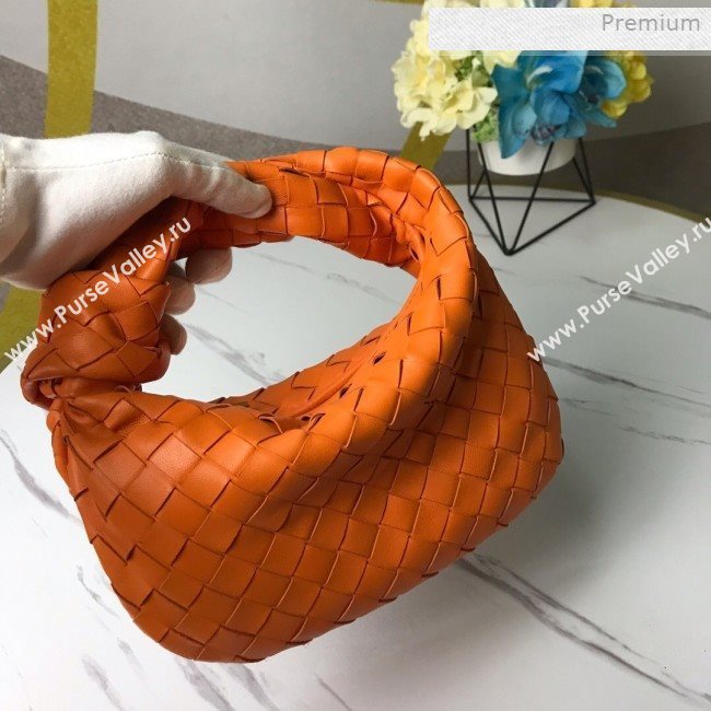 Bottega Veneta Mini BV Jodie Woven Lambskin Hobo Bag Orange 2020 (MS-0011327)