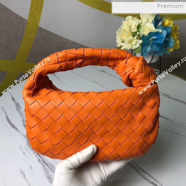 Bottega Veneta Mini BV Jodie Woven Lambskin Hobo Bag Orange 2020 (MS-0011327)