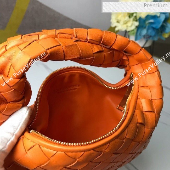 Bottega Veneta Mini BV Jodie Woven Lambskin Hobo Bag Orange 2020 (MS-0011327)