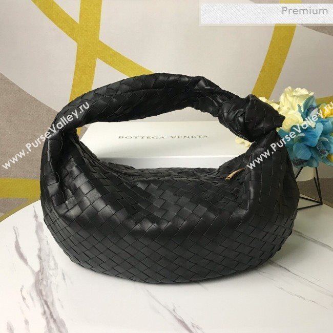 Bottega Veneta Medium BV Jodie Woven Lambskin Hobo Bag Black 2020 (MS-0011329)