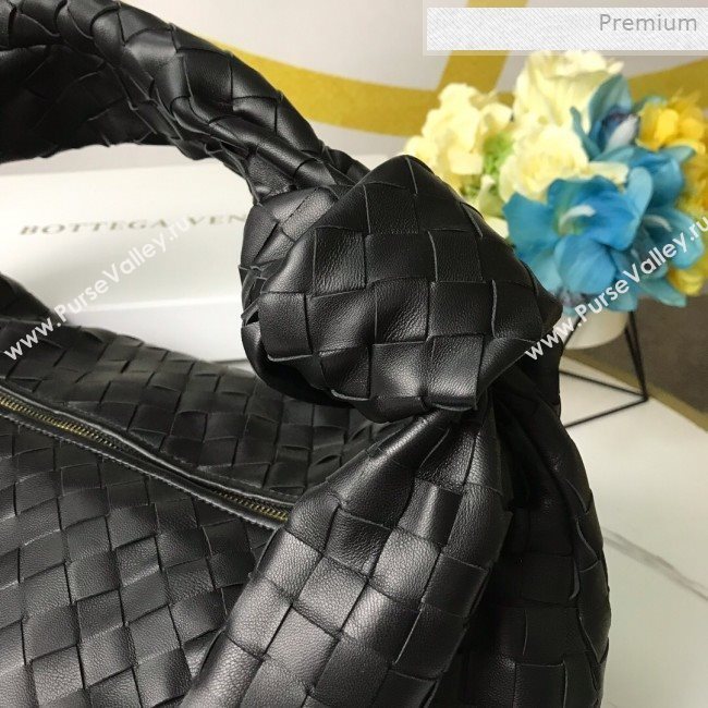 Bottega Veneta Medium BV Jodie Woven Lambskin Hobo Bag Black 2020 (MS-0011329)