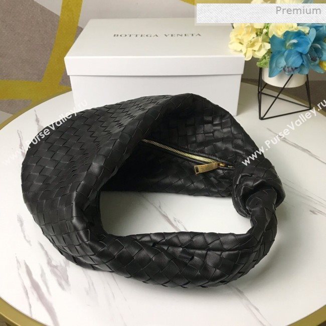 Bottega Veneta Medium BV Jodie Woven Lambskin Hobo Bag Black 2020 (MS-0011329)