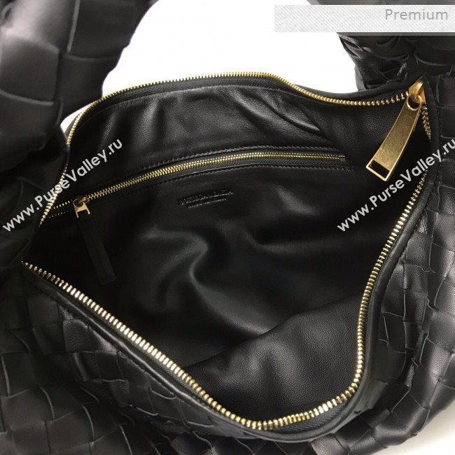 Bottega Veneta Medium BV Jodie Woven Lambskin Hobo Bag Black 2020 (MS-0011329)