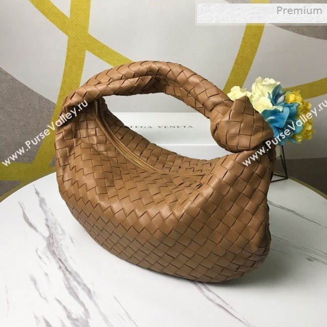 Bottega Veneta Medium BV Jodie Woven Lambskin Hobo Bag Brown 2020 (MS-0011328)