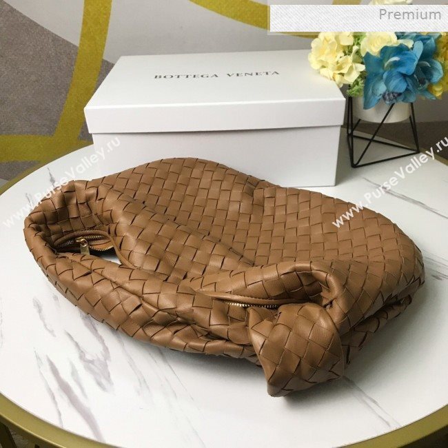 Bottega Veneta Medium BV Jodie Woven Lambskin Hobo Bag Brown 2020 (MS-0011328)