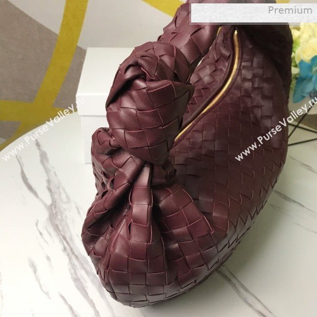 Bottega Veneta Medium BV Jodie Woven Lambskin Hobo Bag Burgundy 2020 (MS-0011330)