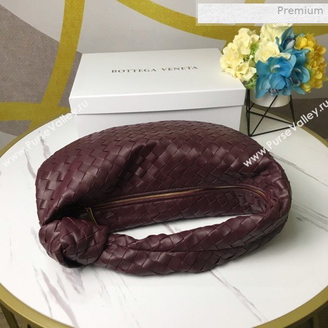 Bottega Veneta Medium BV Jodie Woven Lambskin Hobo Bag Burgundy 2020 (MS-0011330)