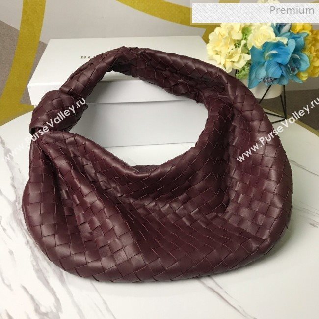 Bottega Veneta Medium BV Jodie Woven Lambskin Hobo Bag Burgundy 2020 (MS-0011330)