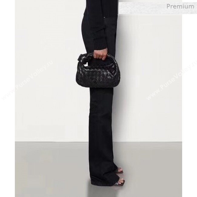 Bottega Veneta Mini BV Jodie Woven Lambskin Hobo Bag Black 2020 (MS-0011326)