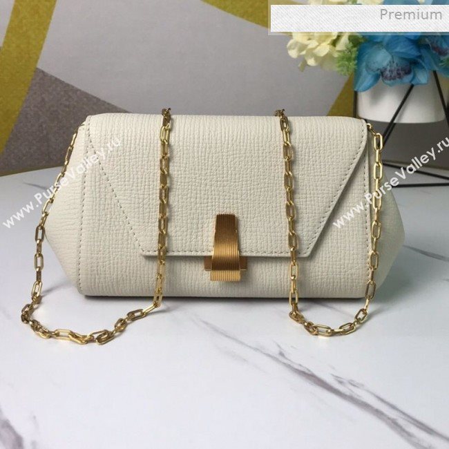 Bottega Veneta Grained Calfskin Mini BV Angle Chain Bag White 2019 (MS-0011334)