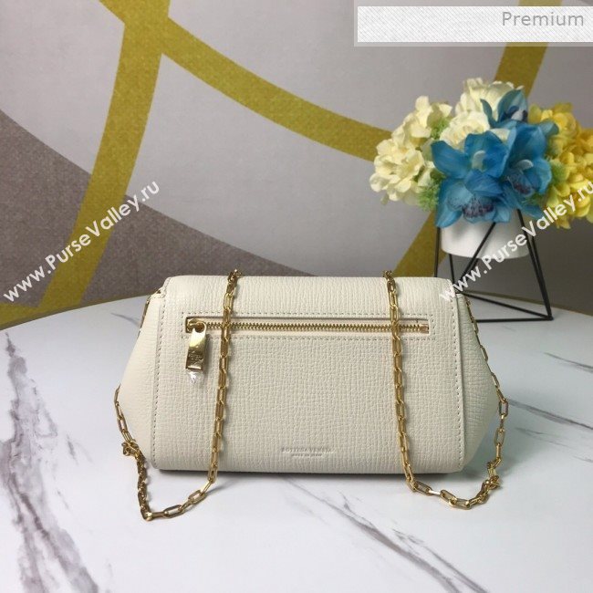 Bottega Veneta Grained Calfskin Mini BV Angle Chain Bag White 2019 (MS-0011334)