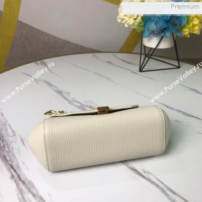 Bottega Veneta Grained Calfskin Mini BV Angle Chain Bag White 2019 (MS-0011334)