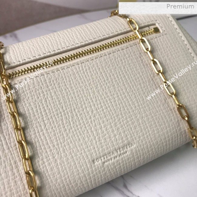 Bottega Veneta Grained Calfskin Mini BV Angle Chain Bag White 2019 (MS-0011334)