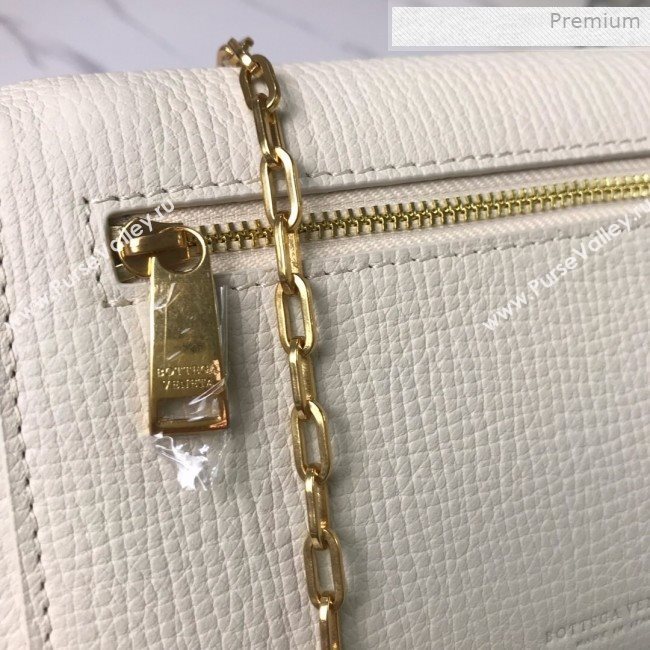 Bottega Veneta Grained Calfskin Mini BV Angle Chain Bag White 2019 (MS-0011334)