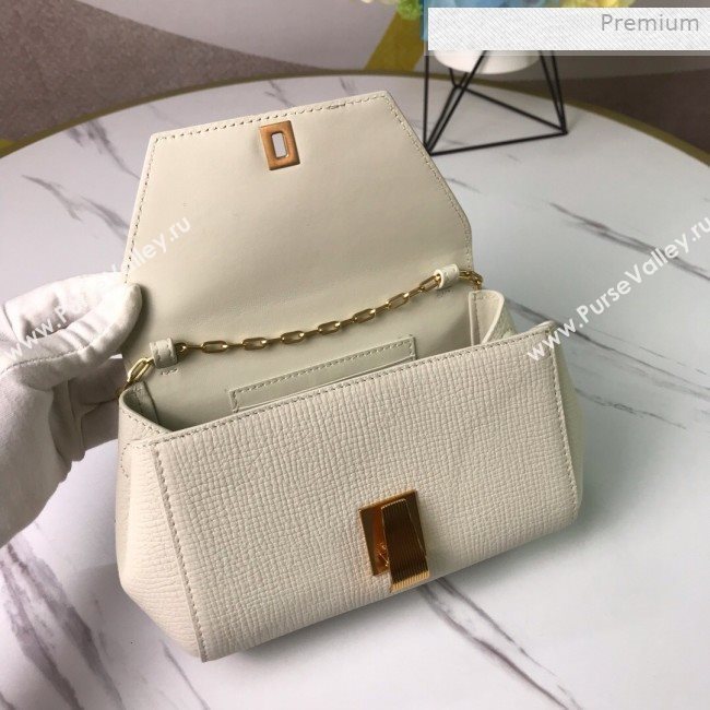 Bottega Veneta Grained Calfskin Mini BV Angle Chain Bag White 2019 (MS-0011334)