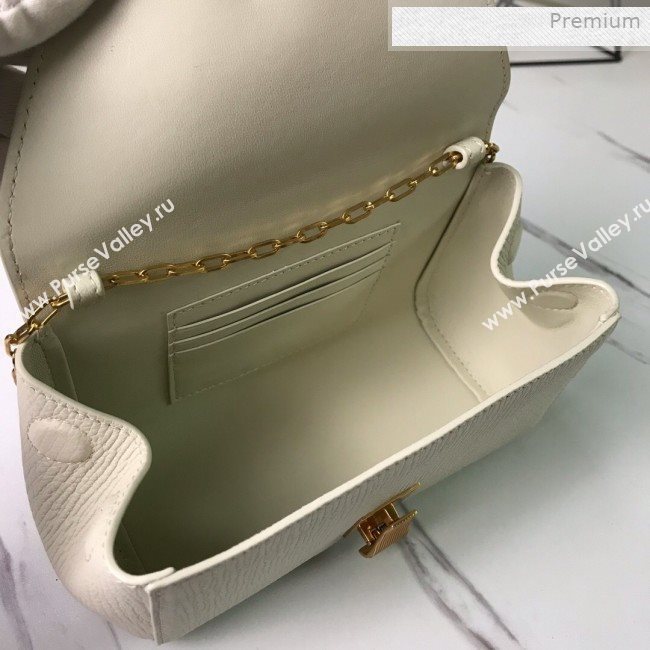 Bottega Veneta Grained Calfskin Mini BV Angle Chain Bag White 2019 (MS-0011334)