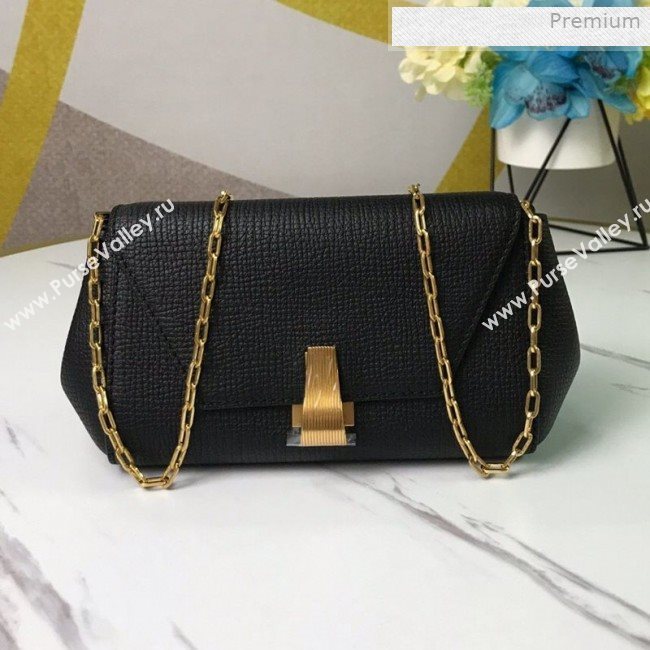 Bottega Veneta Grained Calfskin Mini BV Angle Chain Bag Black 2019 (MS-0011335)