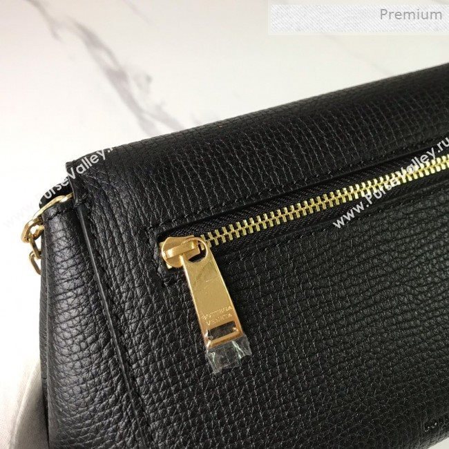 Bottega Veneta Grained Calfskin Mini BV Angle Chain Bag Black 2019 (MS-0011335)