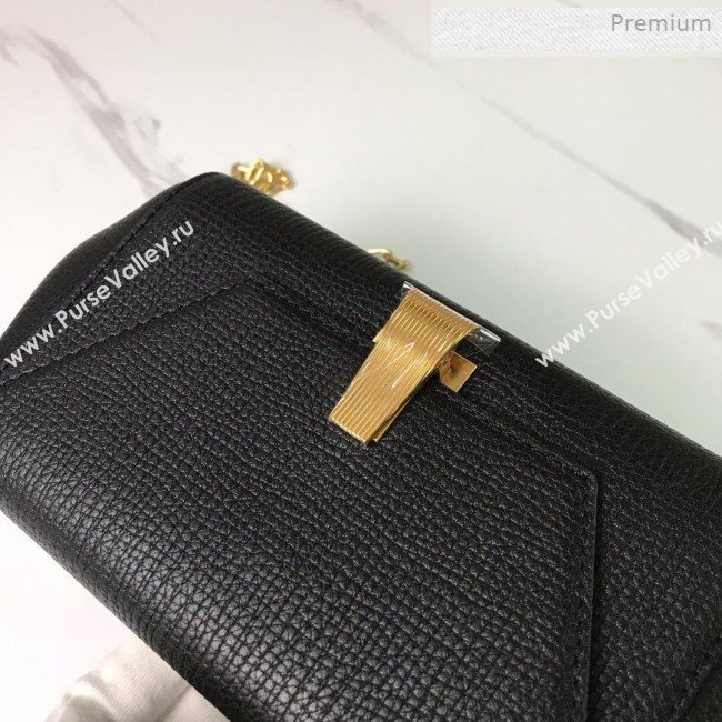 Bottega Veneta Grained Calfskin Mini BV Angle Chain Bag Black 2019 (MS-0011335)