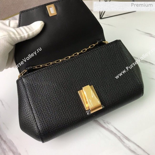 Bottega Veneta Grained Calfskin Mini BV Angle Chain Bag Black 2019 (MS-0011335)