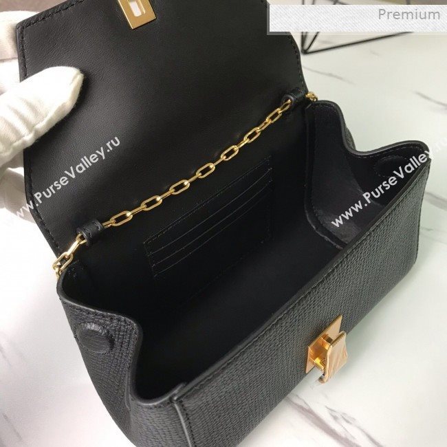 Bottega Veneta Grained Calfskin Mini BV Angle Chain Bag Black 2019 (MS-0011335)