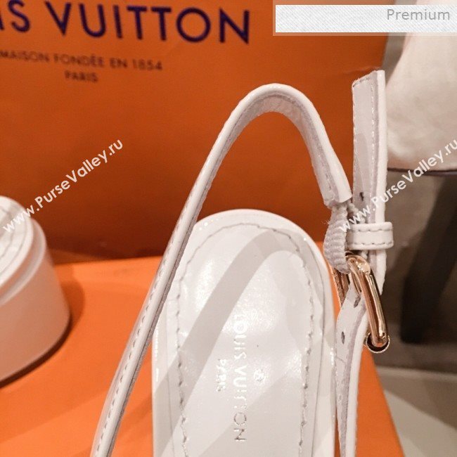 Louis Vuitton Madeleine Patent Leather Square LV Slingback Pumps White 2020 (KL-0011406)