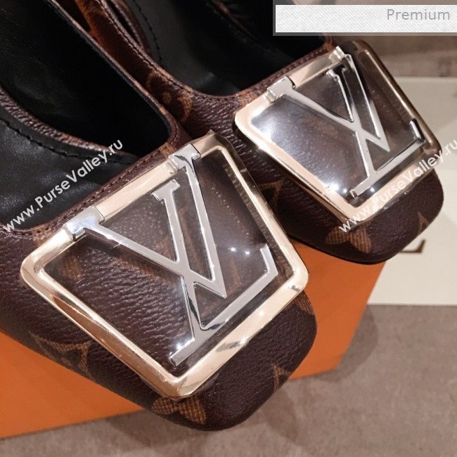 Louis Vuitton Madeleine Monogram Canvas Square LV Slingback Pumps 2020 (KL-0011408)