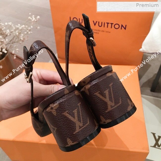 Louis Vuitton Madeleine Monogram Canvas Square LV Slingback Pumps 2020 (KL-0011408)